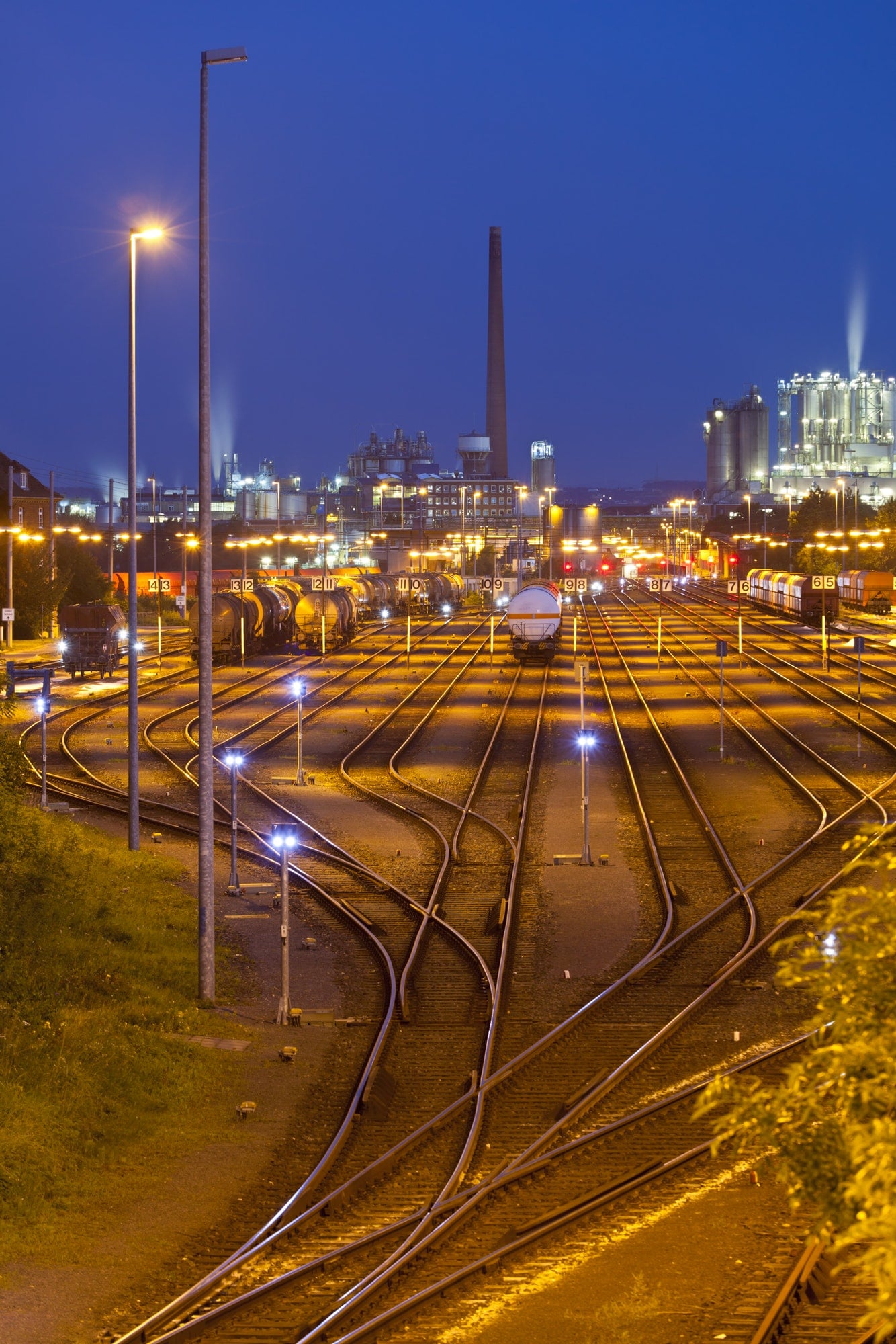 Industry Railroad Yard At Night